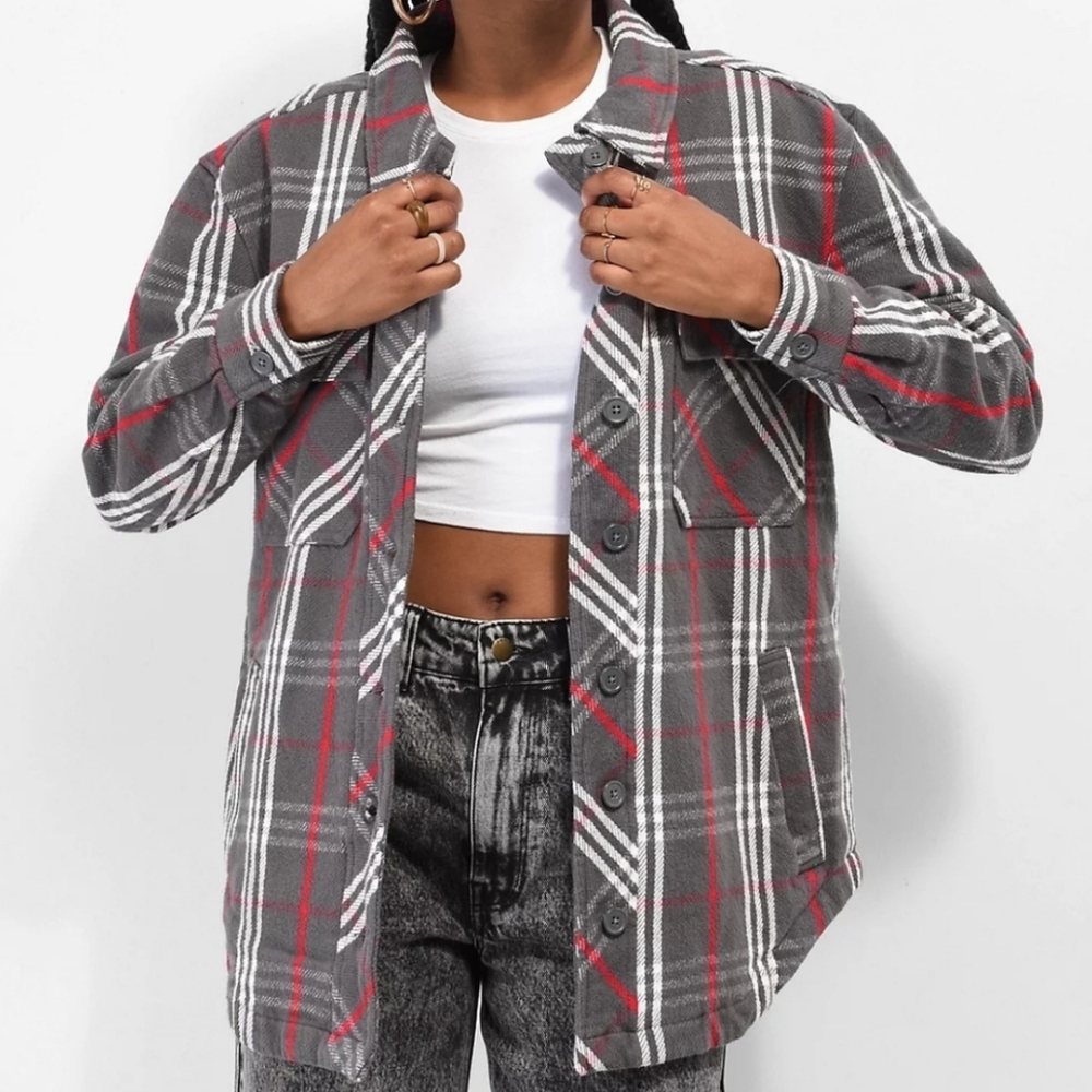 Women's Unisex Empyre Brand Insulated Plaid Flannel Shacket Heavy Weight Medium